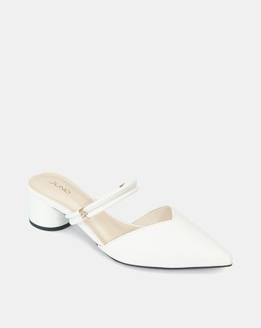  Giày mules mũi nhọn gót trụ 