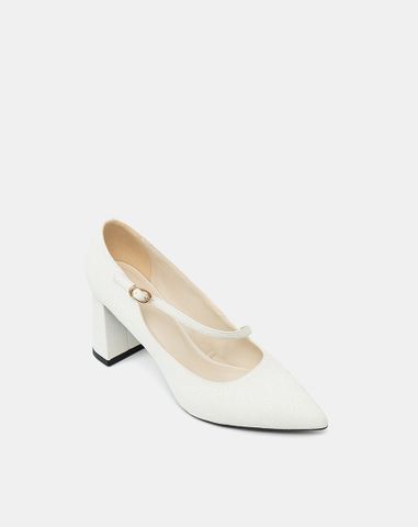  Giày Cao Gót Pump Gót Trụ Quai Mary Jane Xéo 