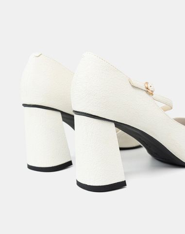  Giày Cao Gót Pump Gót Trụ Quai Mary Jane Xéo 