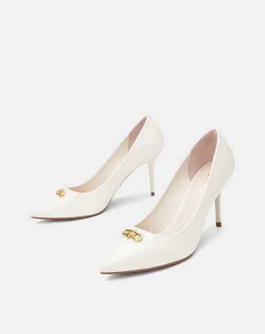  Giày Cao Gót Pump Phối Khóa Trang Trí 