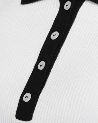  Áo polo dệt kim cổ phối màu 