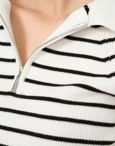  Áo dệt kim sọc ngang cổ polo 