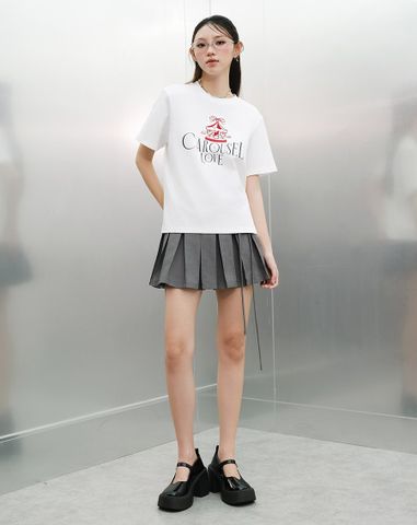  Áo thun form boxy thêu hình Xích đu trái tim 