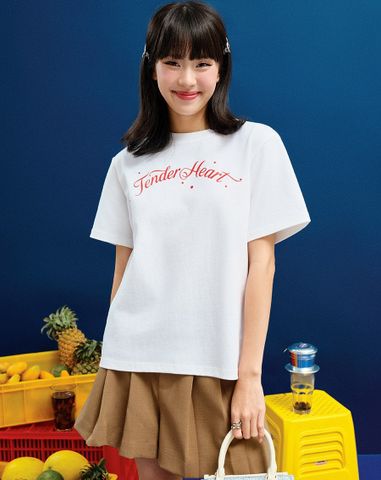  Áo thun form Regular tay ngắn in silicon Tender Heart 