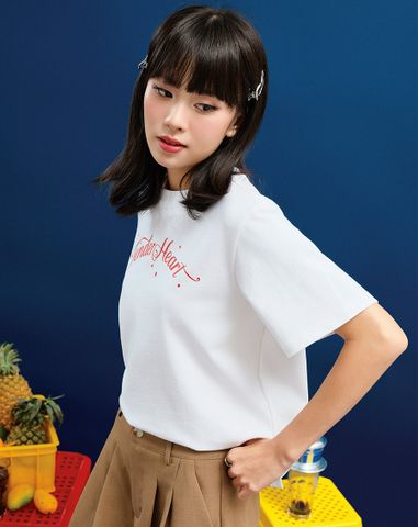  Áo thun form Regular tay ngắn in silicon Tender Heart 