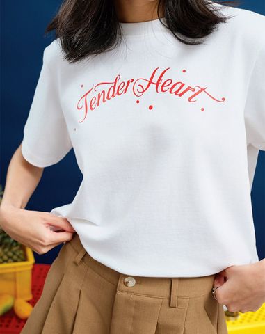  Áo thun form Regular tay ngắn in silicon Tender Heart 