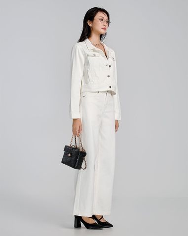  Quần dài denim ống rộng 