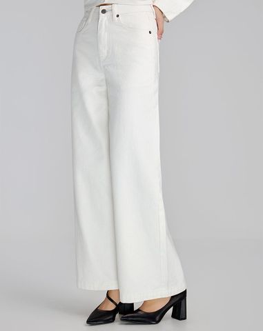  Quần dài denim ống rộng 