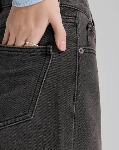  Quần dài denim ống rộng 