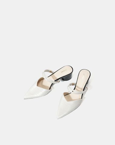  Giày mules mũi nhọn gót trụ 