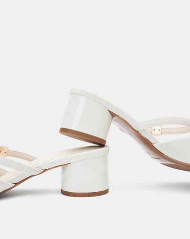  Giày Cao Gót Sục Gót Trụ Thấp Phối Quai Ngang 