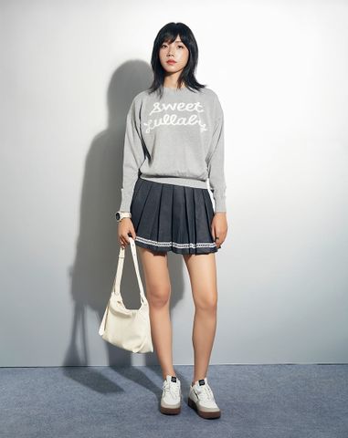  Áo dệt kim oversized tay dài 