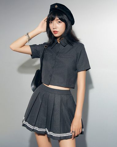  Áo Sơmi tay ngắn dáng crop 