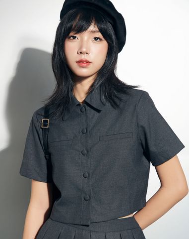  Áo Sơmi tay ngắn dáng crop 