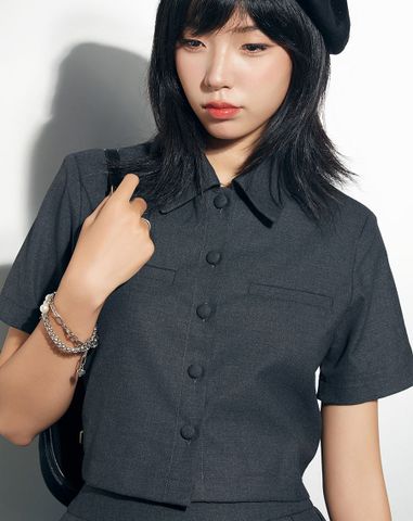  Áo Sơmi tay ngắn dáng crop 