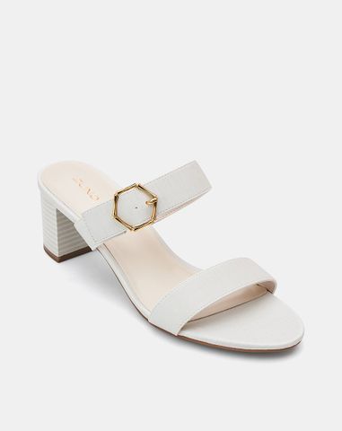  Giày Sandal Gót Vuông Quai Ngang Phối Khóa Trang Trí 