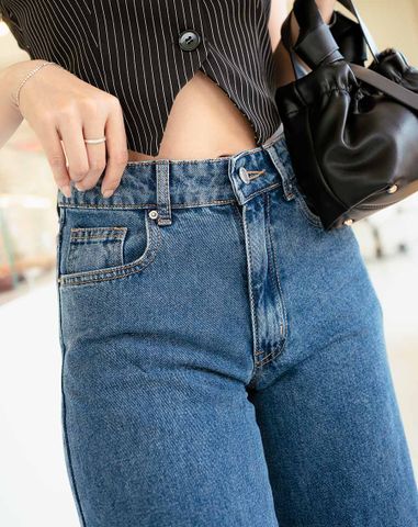  Quần Denim cạp trễ ống suông 