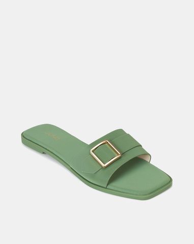  Dép mũi vuông khóa trang trí 