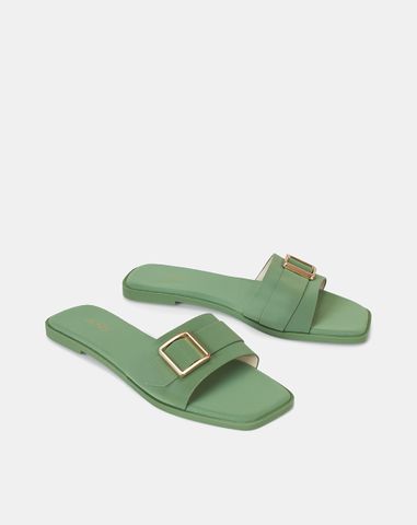  Dép mũi vuông khóa trang trí 