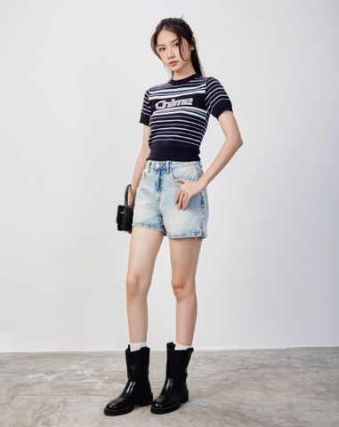  Áo dệt creme tay ngắn 