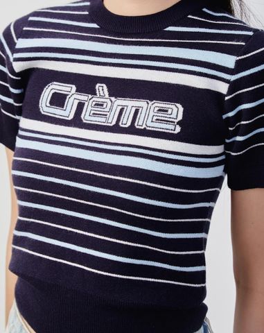  Áo dệt creme tay ngắn 