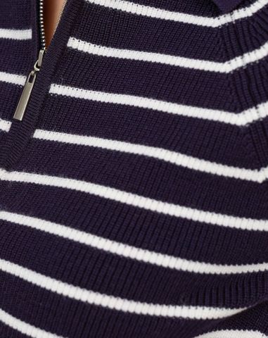  Áo dệt kim sọc ngang cổ polo 