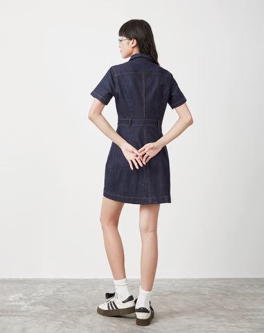  Đầm mini tay ngắn nút J 
