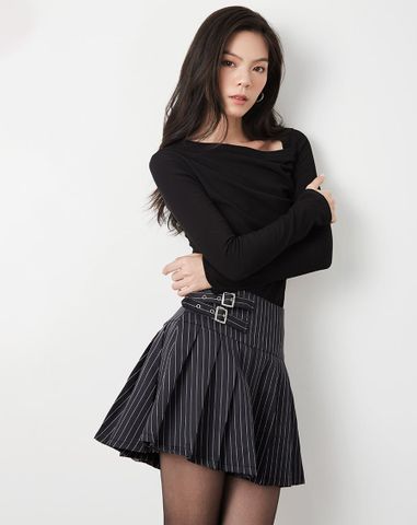  Chân váy mini xếp ly mắt cáo 