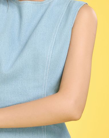  Đầm basic mini vải denim 