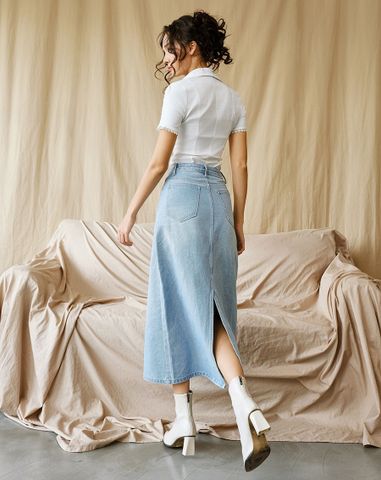  Chân Váy Denim midi form A 