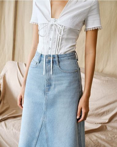  Chân Váy Denim midi form A 