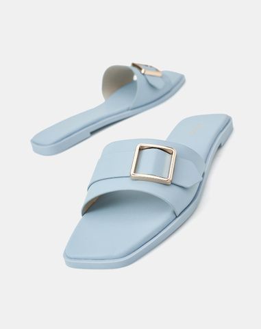  Dép mũi vuông khóa trang trí 