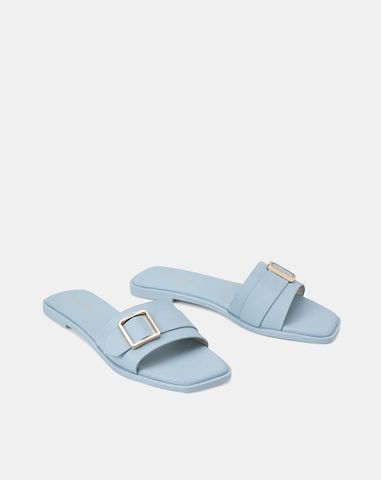  Dép mũi vuông khóa trang trí 