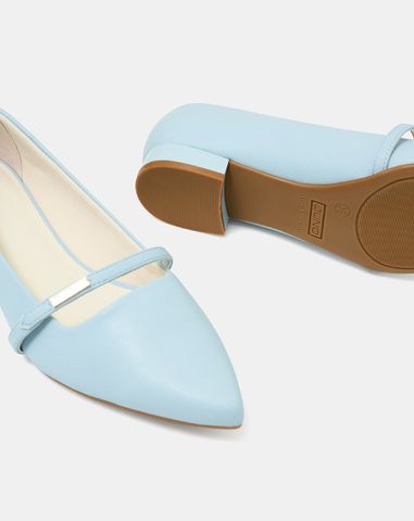  Giày Búp Bê Phối Quai Ngang Khóa Logo 