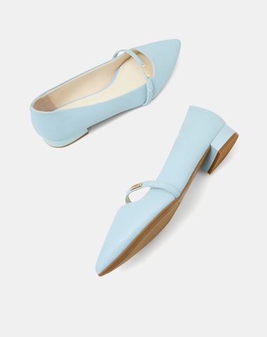  Giày Búp Bê Phối Quai Ngang Khóa Logo 