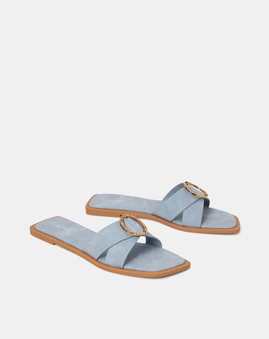  Giày Sandal Bệt Gắn Khoá Trang Trí 