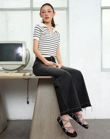  Giày Sandal Đế Bệt Quai Mảnh Chéo 