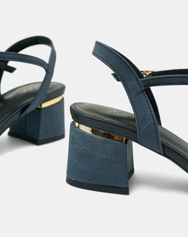  Giày Sandal Gót Vuông Quai Ngang Bản Lớn Quai Cổ Chân 