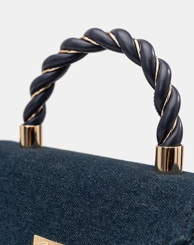  Túi Xách Nhỏ Tay Cầm Xoắn Phối Charm Trang Trí 