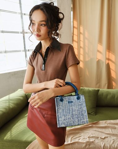  Túi Xách Nhỏ Phối Tay Cầm Xoắn 