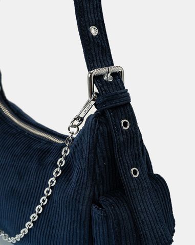  Túi Xách Nhỏ Đeo Vai Phối Vải Nhung Tăm 