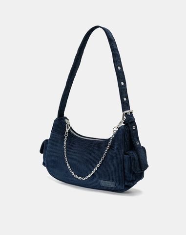  Túi Xách Nhỏ Đeo Vai Phối Vải Nhung Tăm 