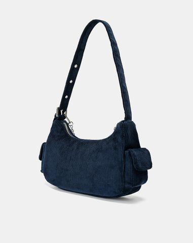  Túi Xách Nhỏ Đeo Vai Phối Vải Nhung Tăm 