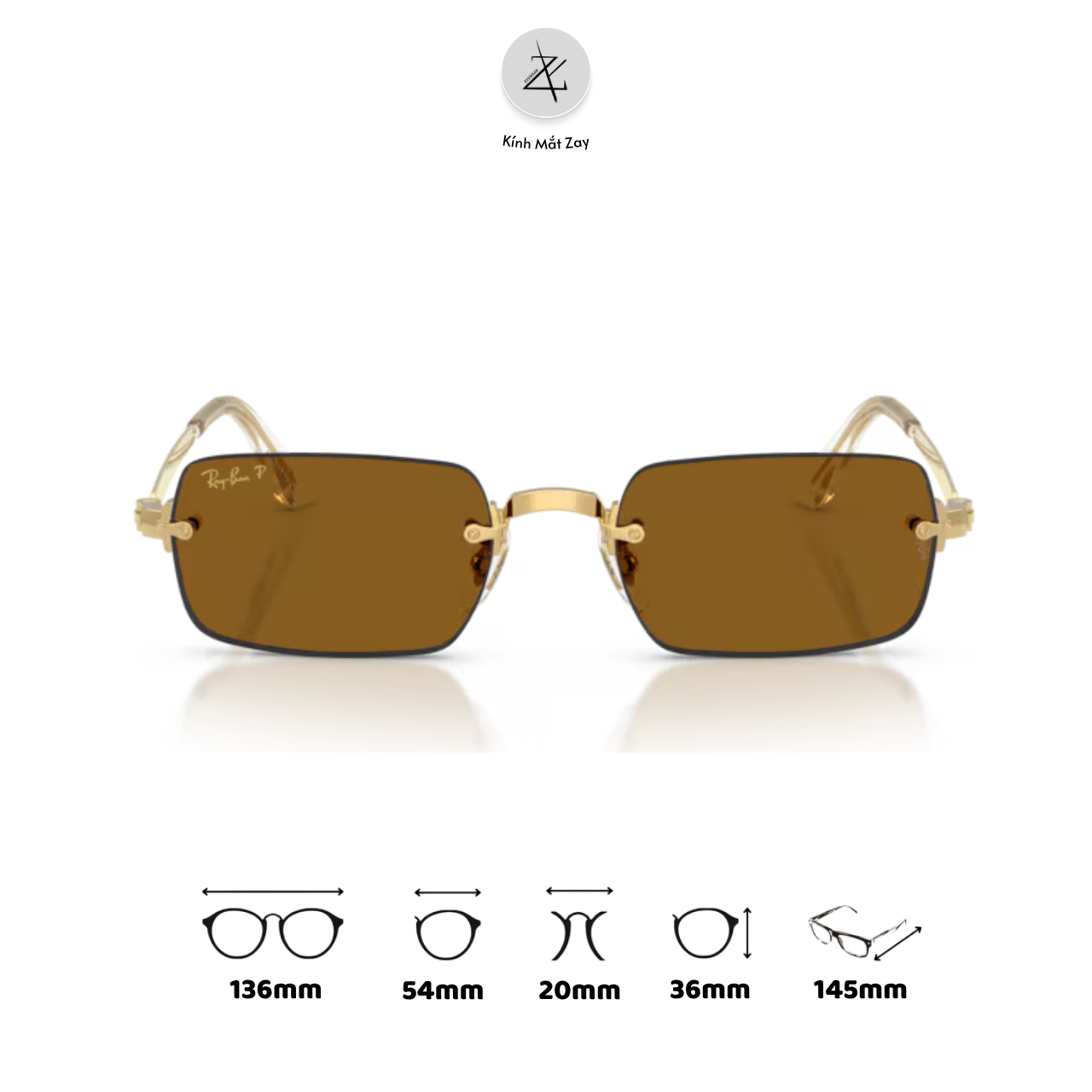  Gọng khoan không viền RayBan X ASAP Rocky 0RX3928 dáng chữ nhật kim loại chính hãng fullbox 