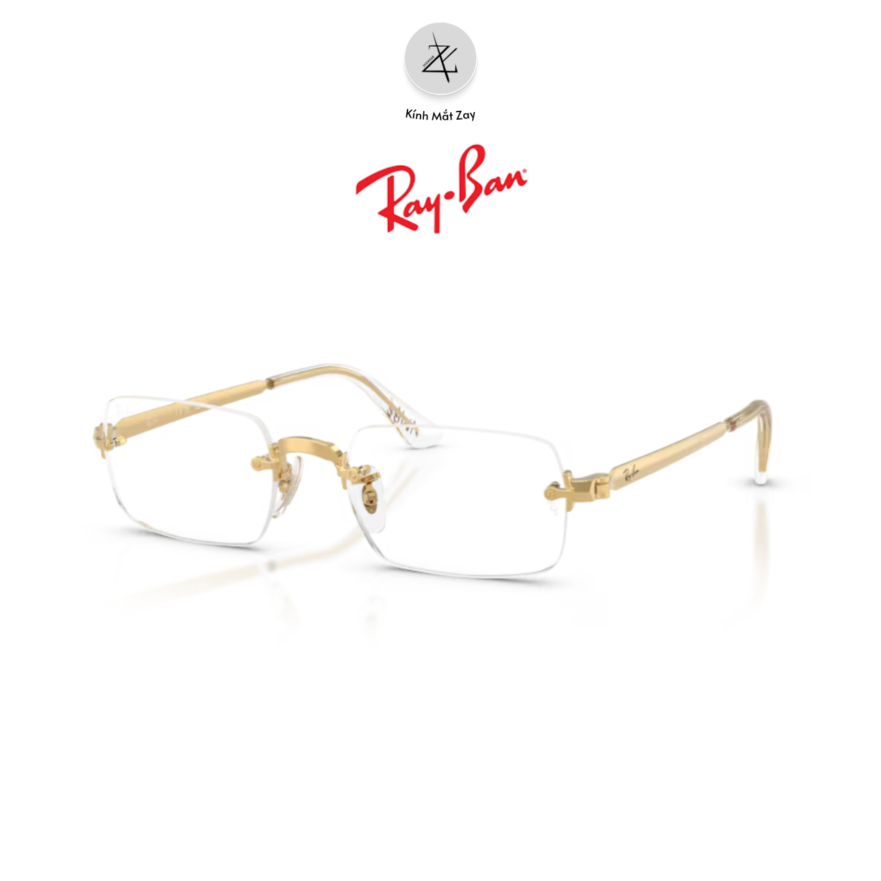  Gọng khoan không viền RayBan X ASAP Rocky 0RX3928V dáng chữ nhật kim loại chính hãng fullbox 