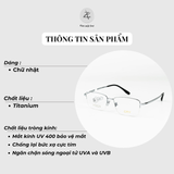  Gọng kính xẻ cước nửa khung CRV J88306 dáng chữ nhật Titanium chính hãng 