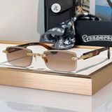  Kính mát Chrome Hearts Deep VI dáng chữ nhật titanium cao cấp fullbox 