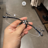  Gọng khoan không viền Chrome Hearts CH8085 dáng chữ nhật titanium cao cấp full box 