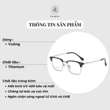  Gọng kính Zay Eyewear 95052 dáng vuông nửa khung Titanium phong cách Hàn Quốc 