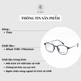  Gọng kính Asifinis 8002 dáng tròn nhựa TR90 dẻo & titanium chính hãng 